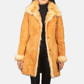 Erica Shearling Beige Leather Coat